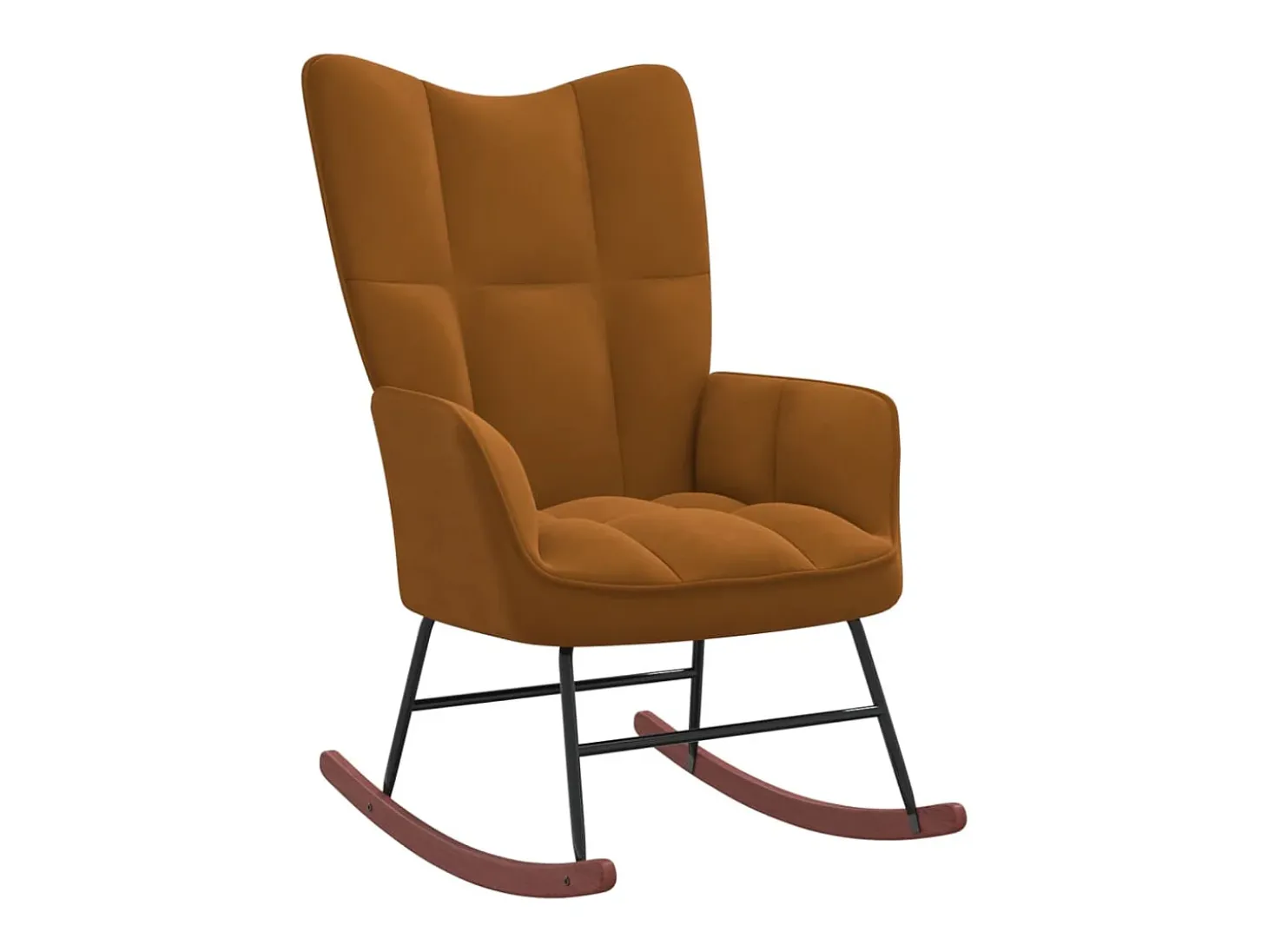 Silla mecedora con reposapiés terciopelo marrón ES43614