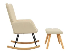 Silla mecedora con reposapiés tela color crema