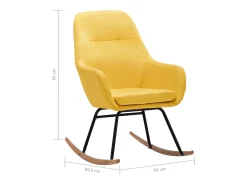 Silla mecedora de tela amarilla mostaza