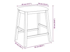 Sillas de bar con cojines 2 uds madera maciza caucho