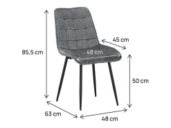Sillas de comedor de tela premium "Yanis" - Juego de 4 - Gris