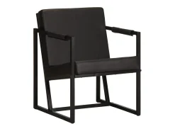 Sillón | Silla de cuero auténtico negro SHL4261