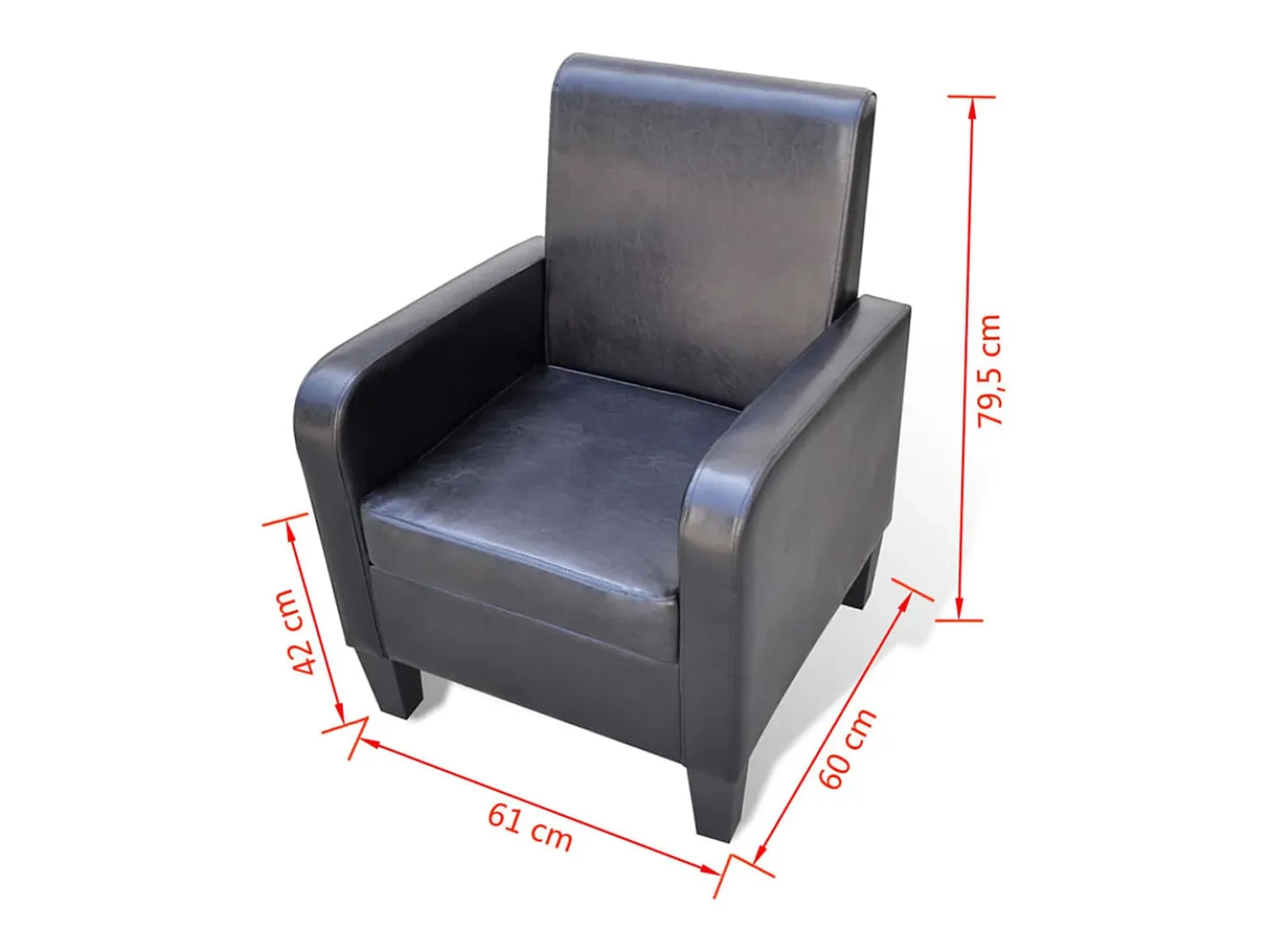 Sillón | Silla de cuero sintético negro SHL4441