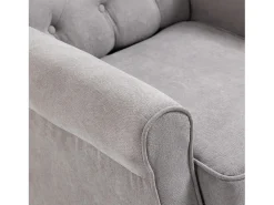 Sillón almohada con tapizado, patas de madera, poliéster, color gris (74x86x102cm)