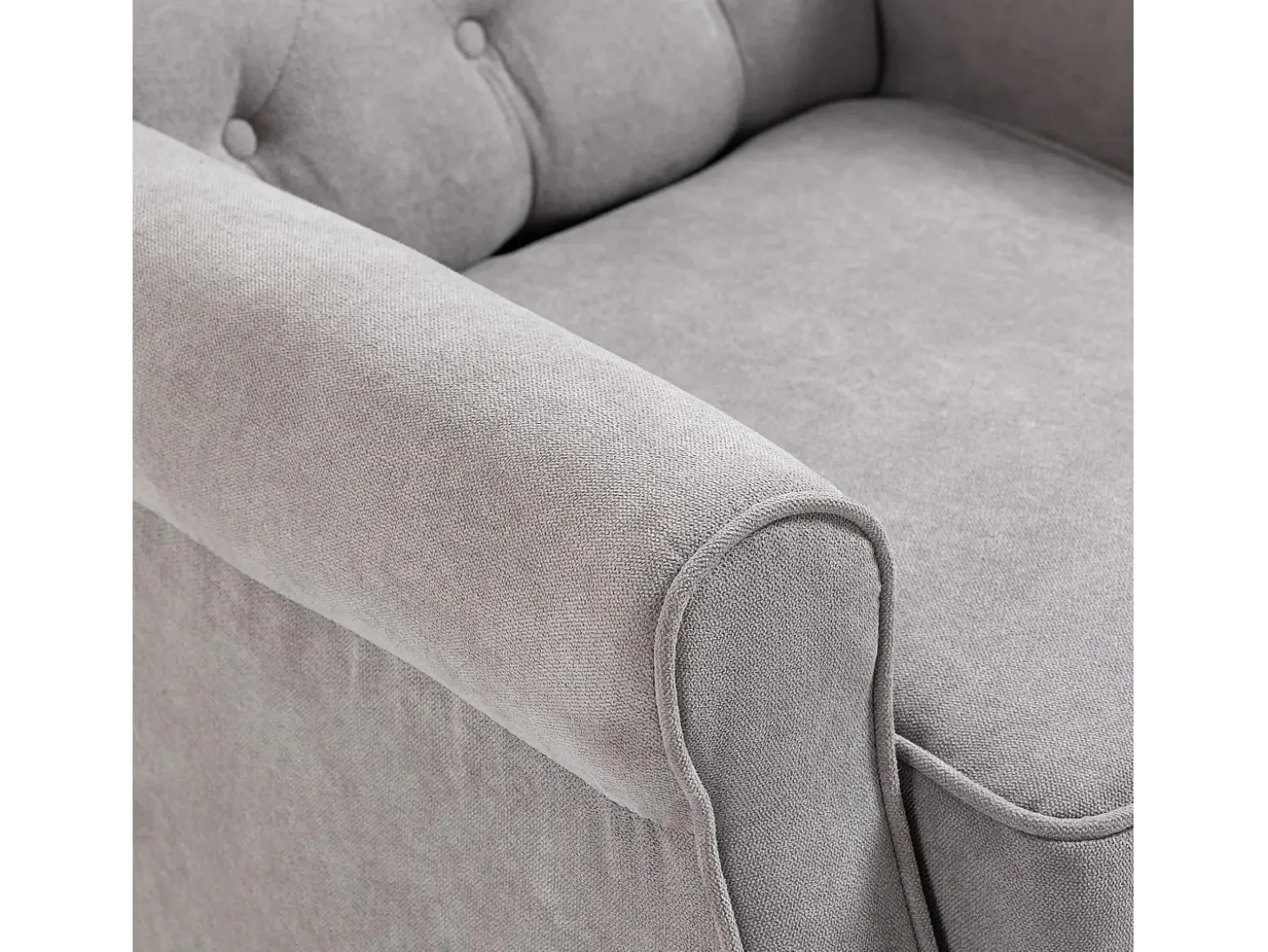 Sillón almohada con tapizado, patas de madera, poliéster, color gris (74x86x102cm)