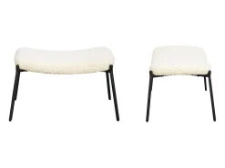 Sillón borreguito efecto lana rizada beige con reposapiés EIRA