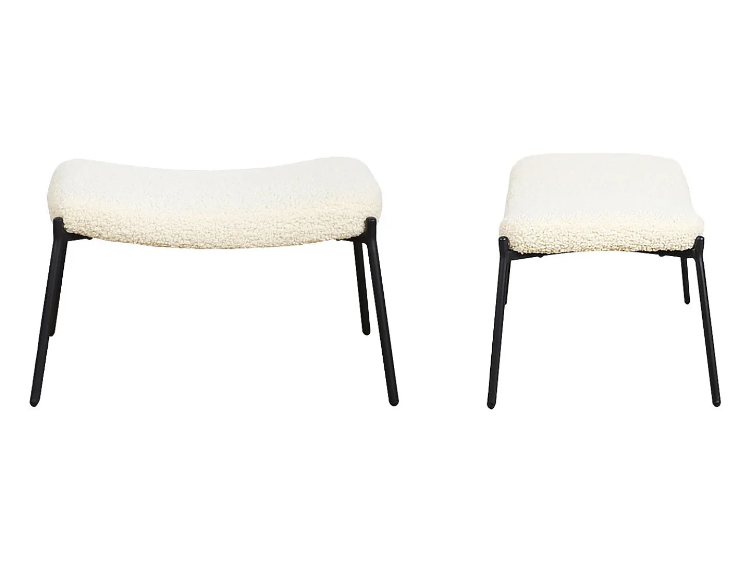 Sillón borreguito efecto lana rizada beige con reposapiés EIRA