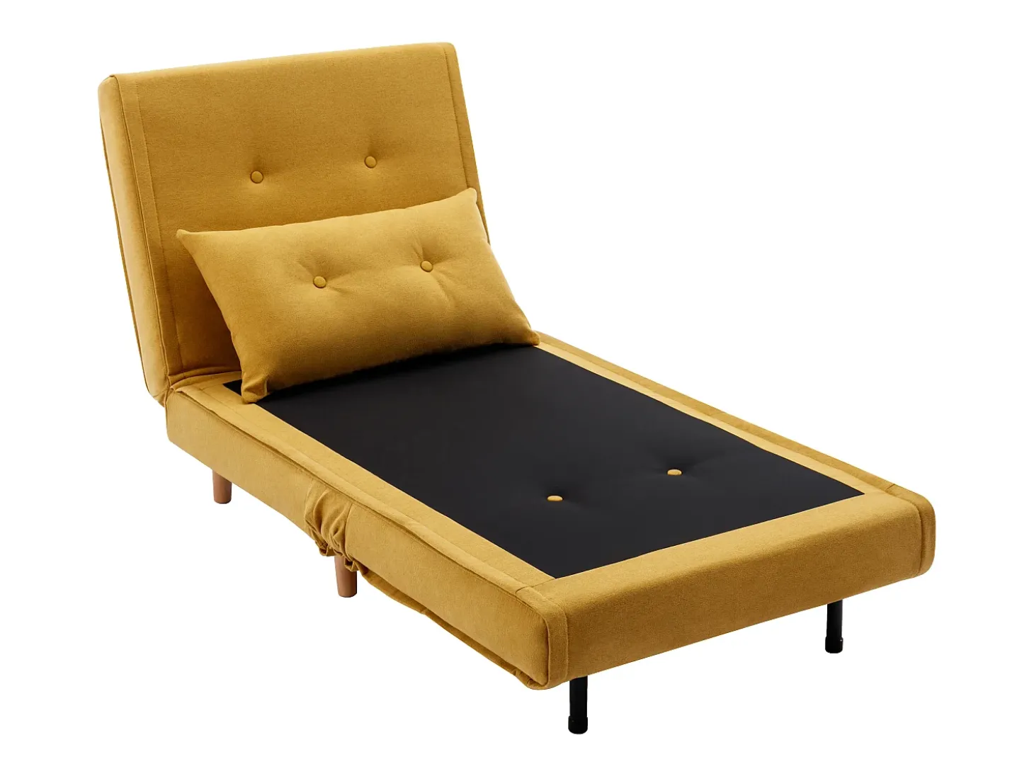Sillón cama de tela amarillo mostaza de estilo joven URIBIA.