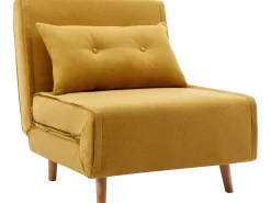 Sillón cama de tela amarillo mostaza de estilo joven URIBIA.
