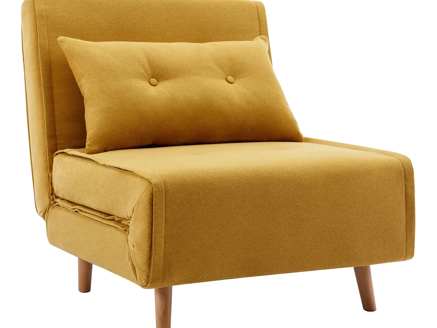 Sillón cama de tela amarillo mostaza de estilo joven URIBIA.