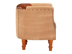 Sillón cúbico de cuero auténtico y madera maciza mango marrón