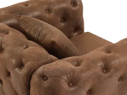 Sillón chesterfield de microfibra con acabado de piel envejecida capitoné EDWINA