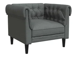 Sillón Chesterfield de tela gris oscuro