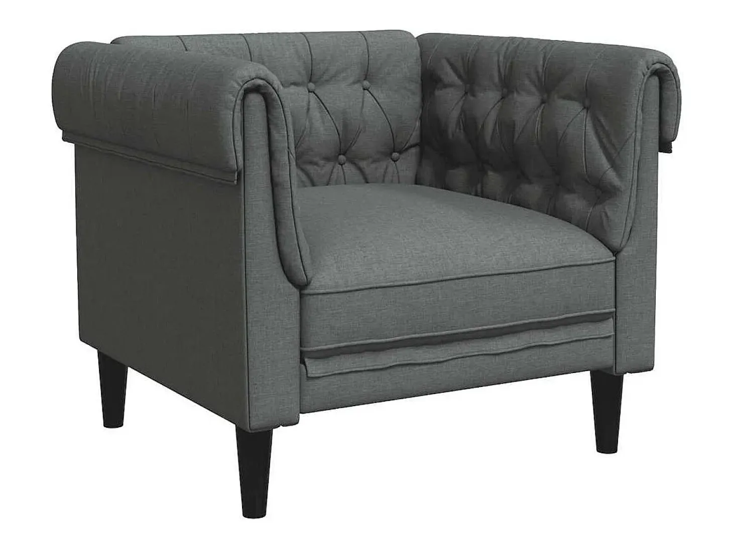 Sillón Chesterfield de tela gris oscuro