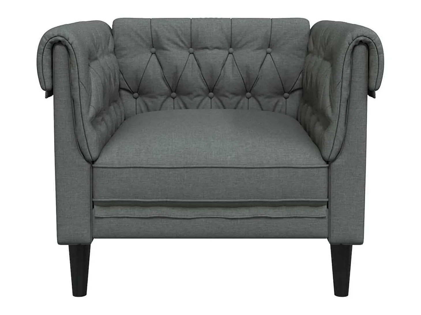 Sillón Chesterfield de tela gris oscuro