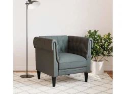 Sillón Chesterfield de tela gris oscuro