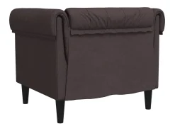 Sillón Chesterfield de tela marrón oscuro