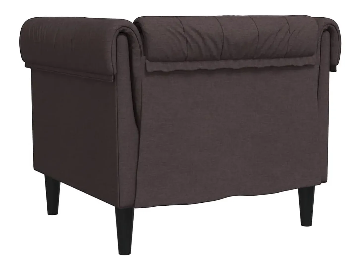 Sillón Chesterfield de tela marrón oscuro
