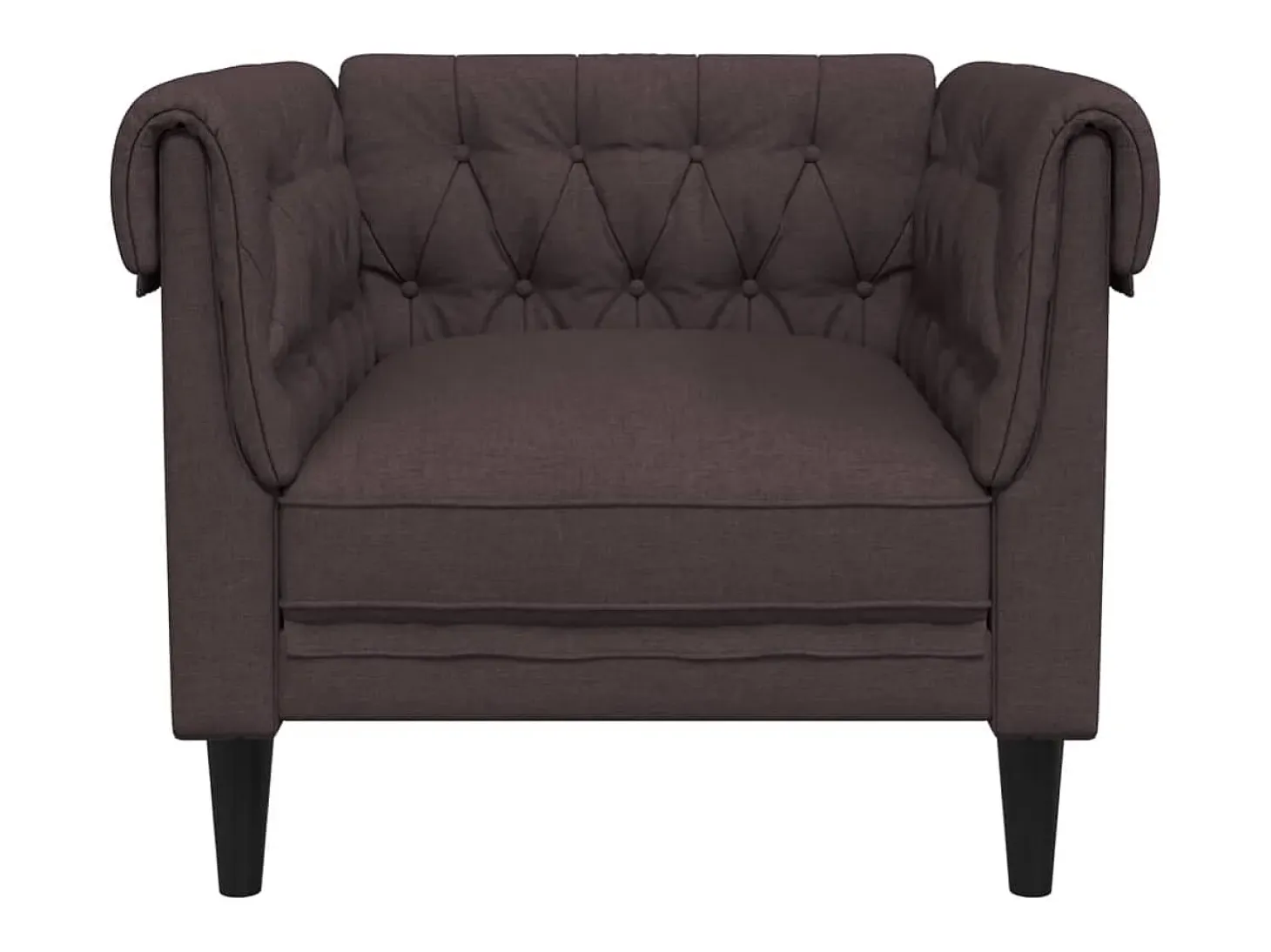 Sillón Chesterfield de tela marrón oscuro