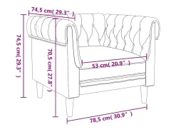Sillón Chesterfield de tela marrón oscuro