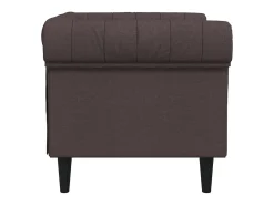 Sillón Chesterfield de tela marrón oscuro