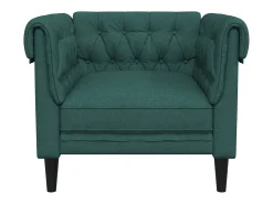 Sillón Chesterfield de tela verde oscuro