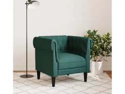 Sillón Chesterfield de tela verde oscuro