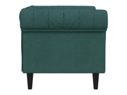 Sillón Chesterfield de tela verde oscuro