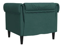Sillón Chesterfield de tela verde oscuro