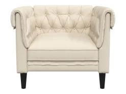 Sillón Chesterfield de tela crema