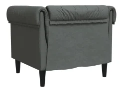 Sillón Chesterfield de tela gris oscuro