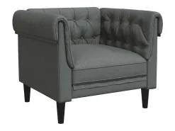 Sillón Chesterfield de tela gris oscuro