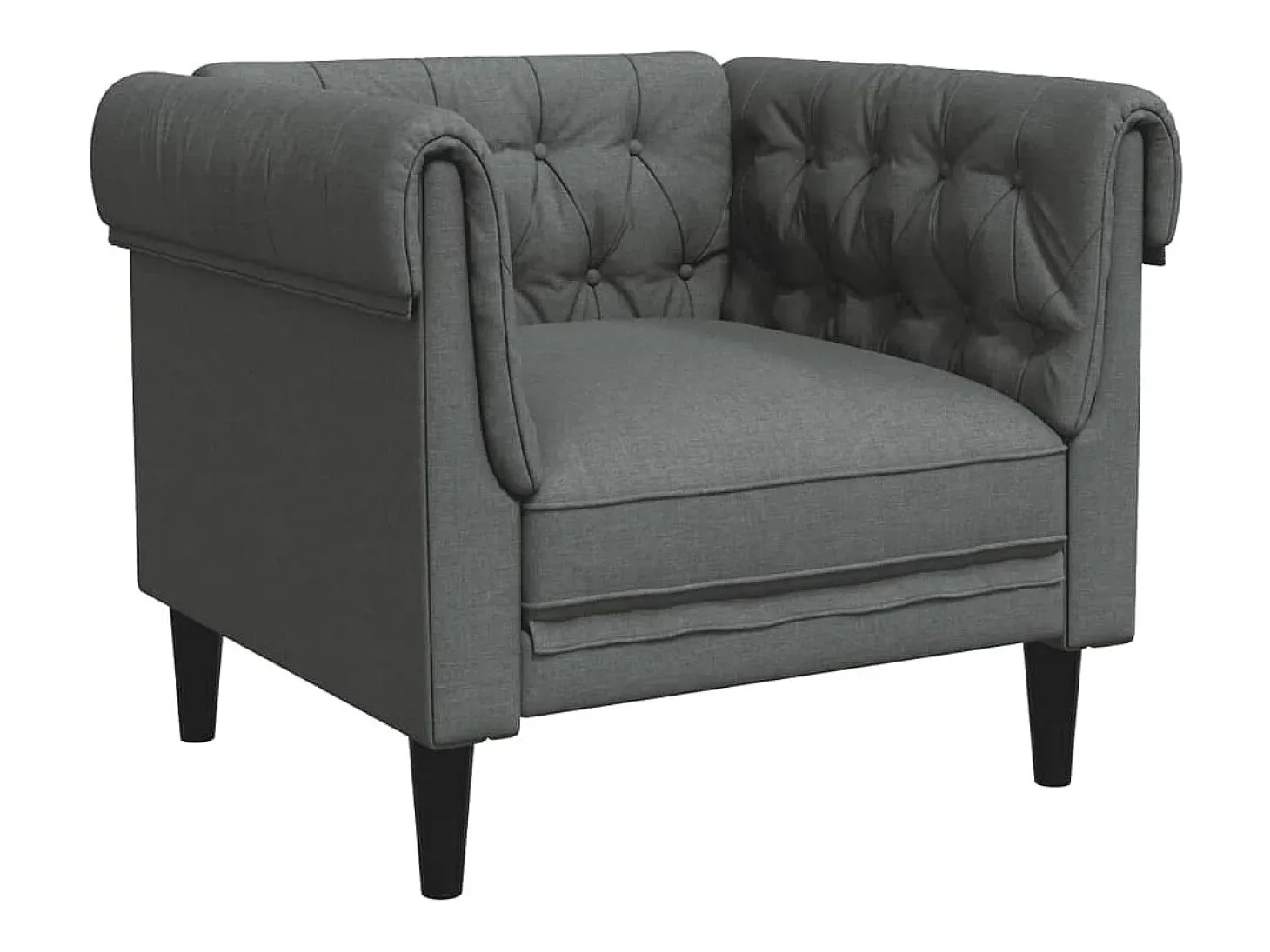 Sillón Chesterfield de tela gris oscuro