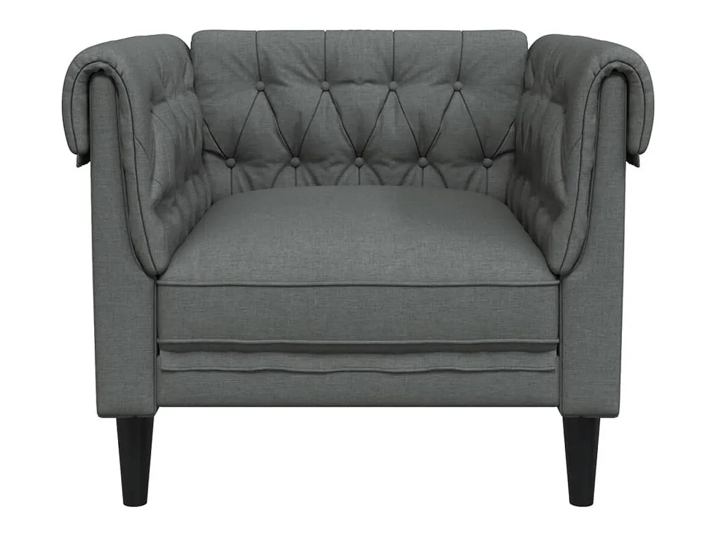 Sillón Chesterfield de tela gris oscuro