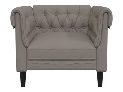 Sillón Chesterfield de tela gris taupé