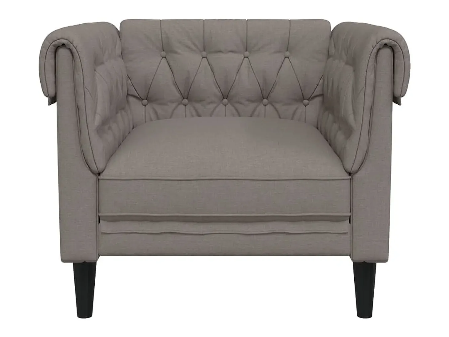 Sillón Chesterfield de tela gris taupé