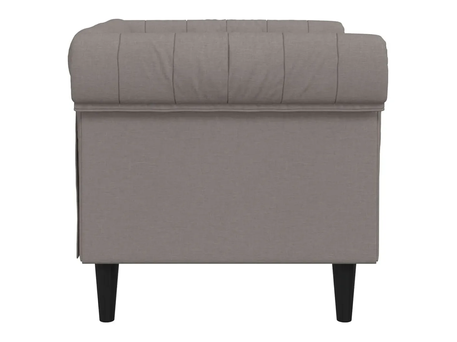 Sillón Chesterfield de tela gris taupé