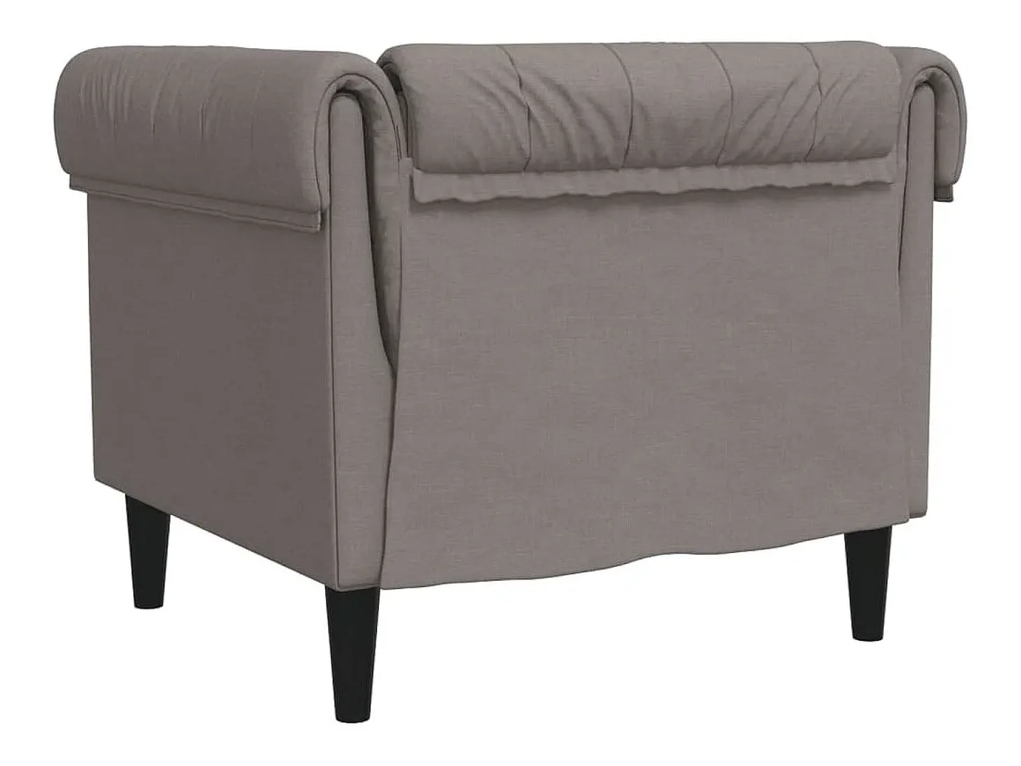 Sillón Chesterfield de tela gris taupé