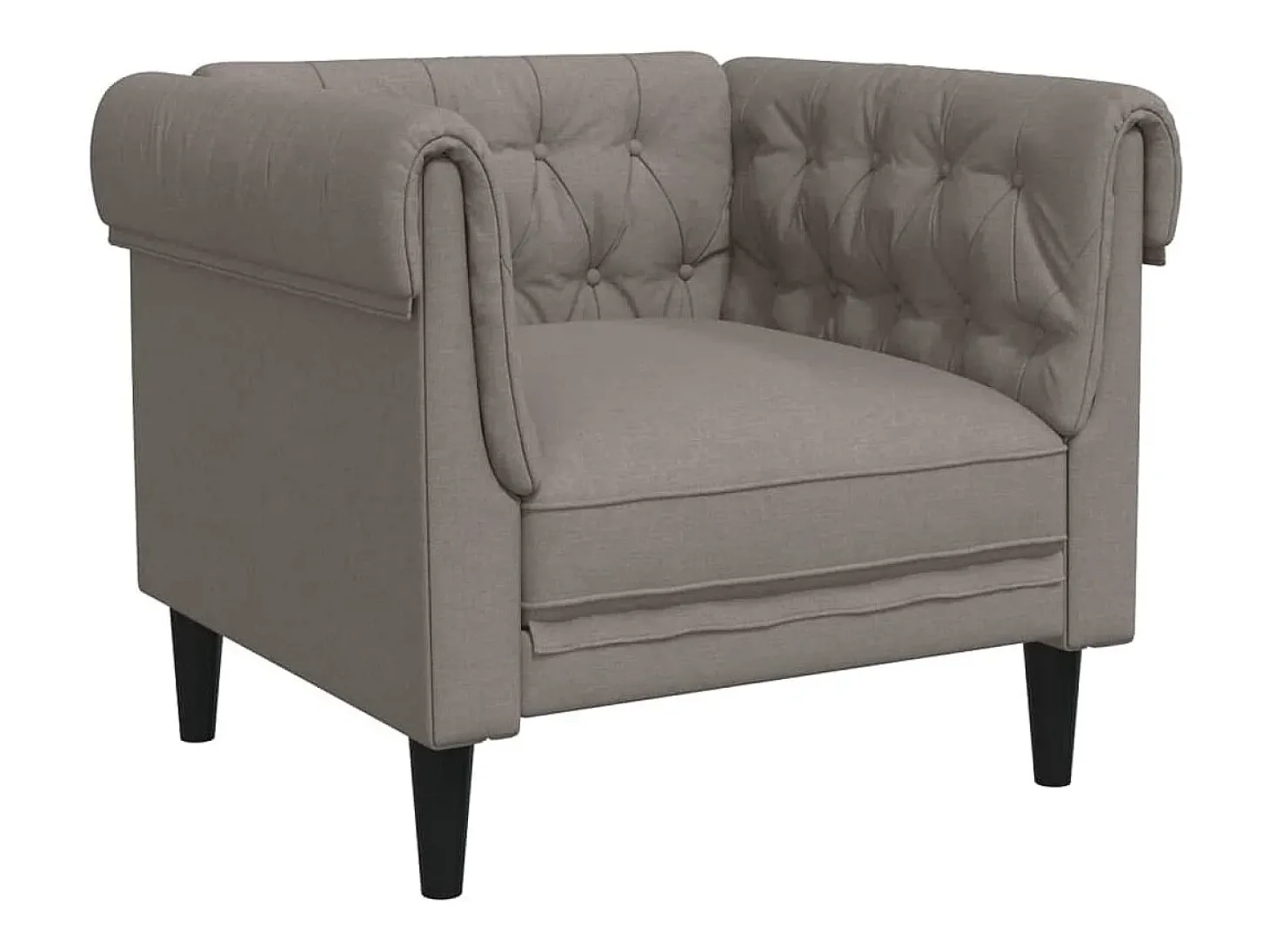 Sillón Chesterfield de tela gris taupé