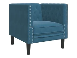 Sillón Chesterfield de terciopelo azul