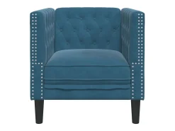 Sillón Chesterfield de terciopelo azul