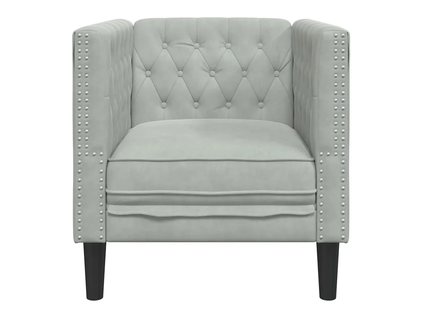 Sillón Chesterfield de terciopelo gris claro