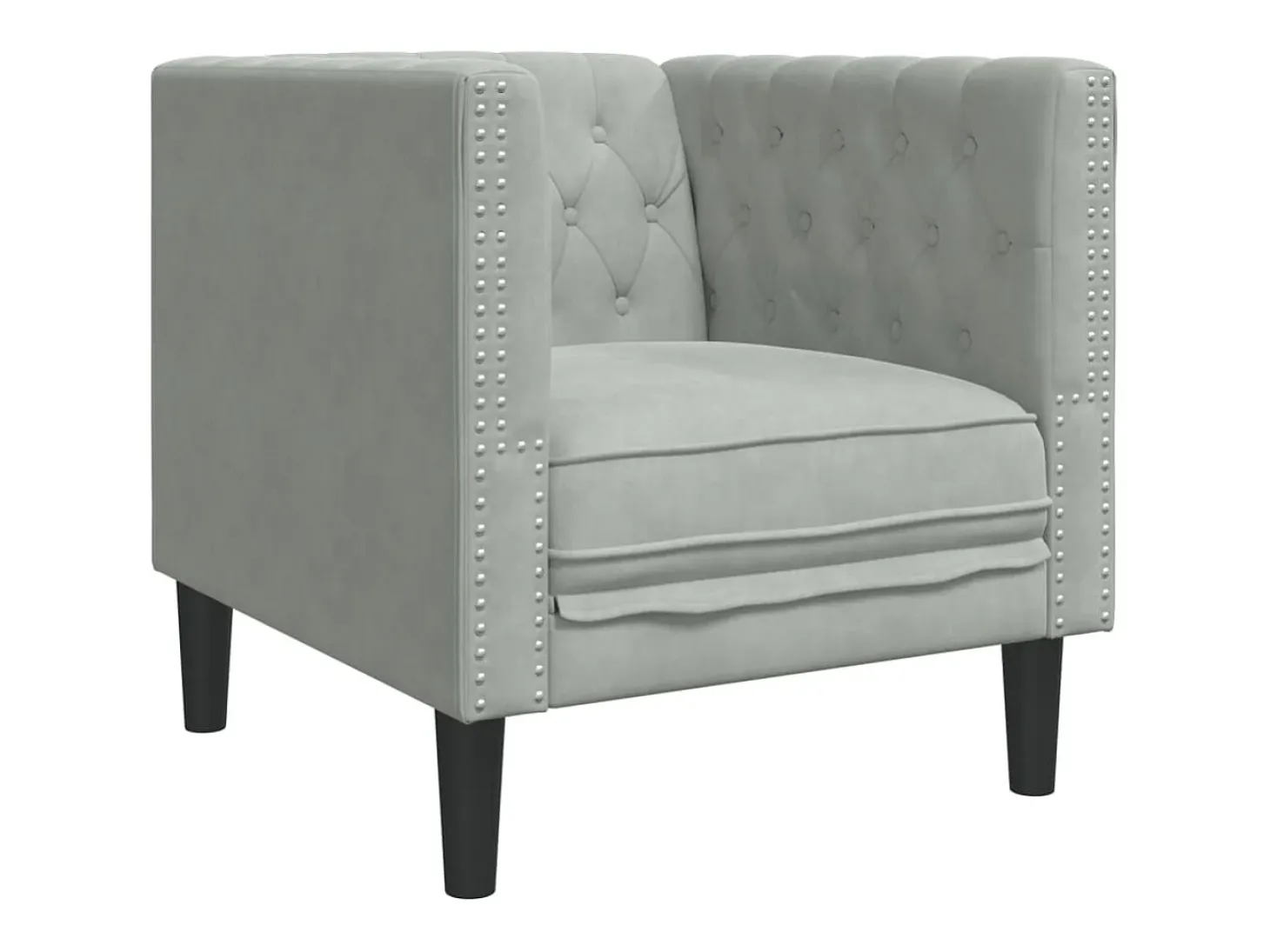 Sillón Chesterfield de terciopelo gris claro