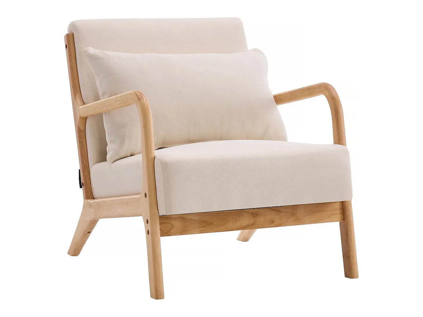 Sillón "Clinton" de madera de estilo escandinavo - Beige