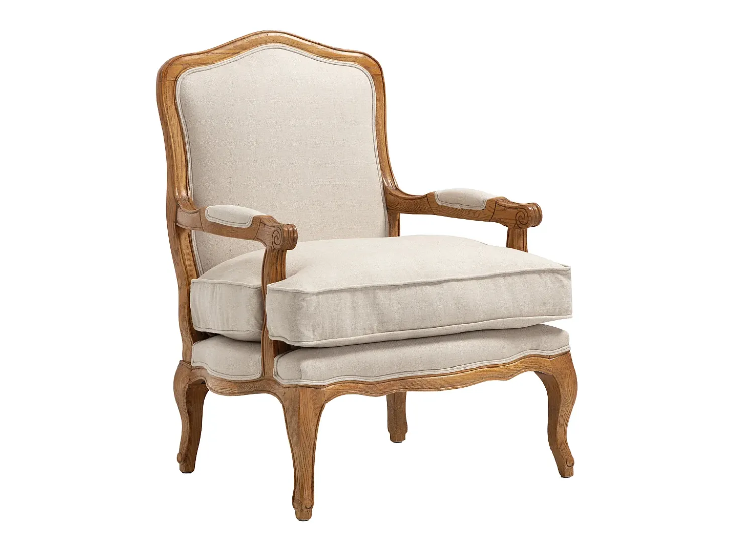 Sillón clásico de tela de lino en color beige MAHAUX