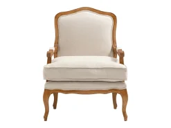 Sillón clásico de tela de lino en color beige MAHAUX