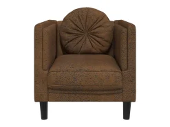 Sillón con cojín de cuero sintético de ante marrón