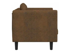 Sillón con cojín de cuero sintético de ante marrón