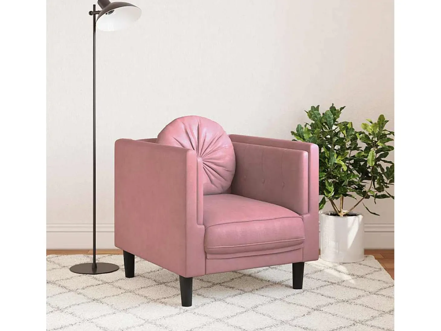 Sillón con cojín de terciopelo rosa