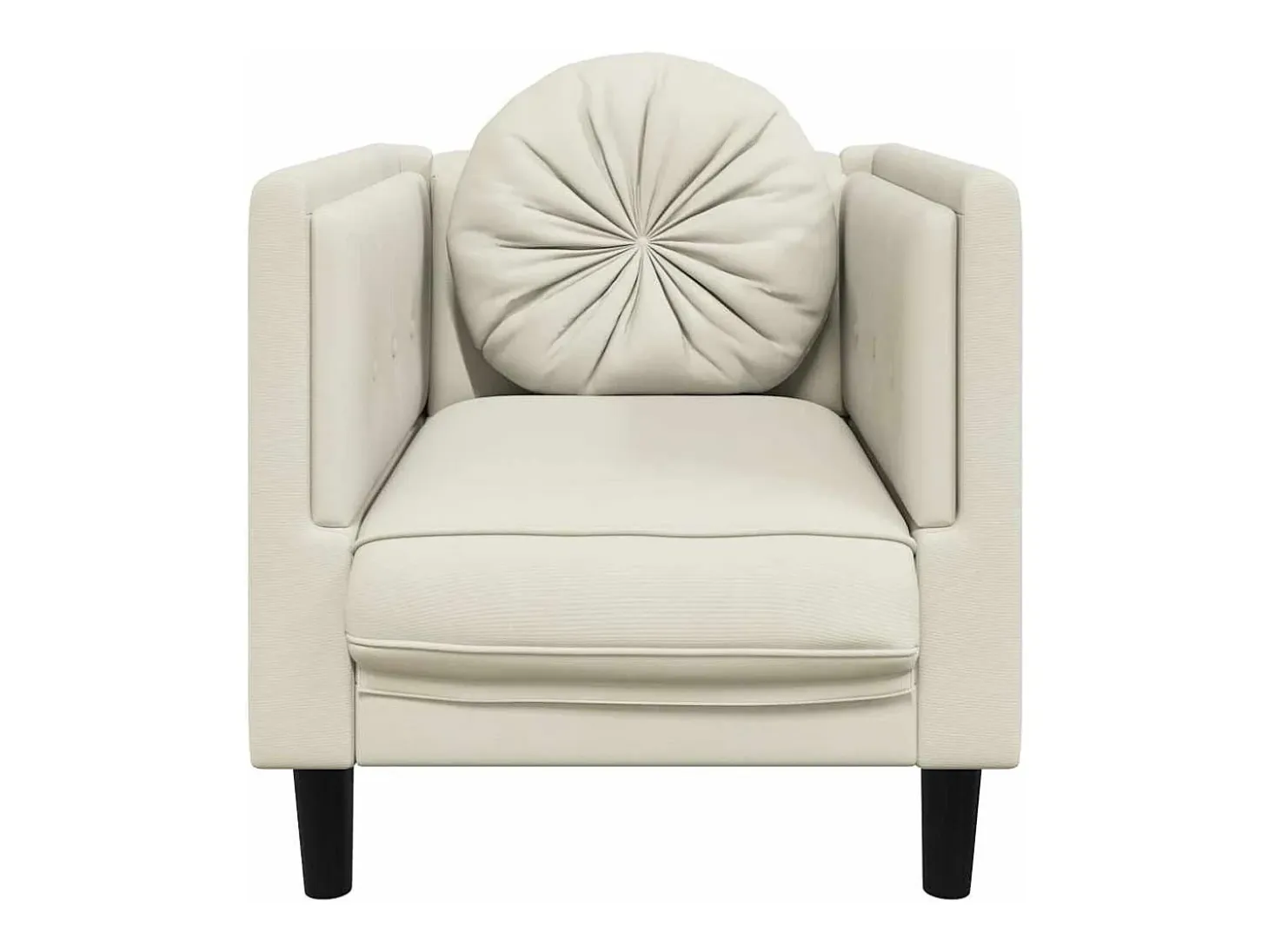 Sillón con cojín de terciopelo crema